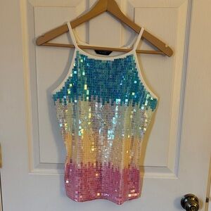 Dorothy Perkins Sequin Ombre Tank Top UK 16 / EU 44